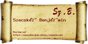 Szecskó Benjámin névjegykártya